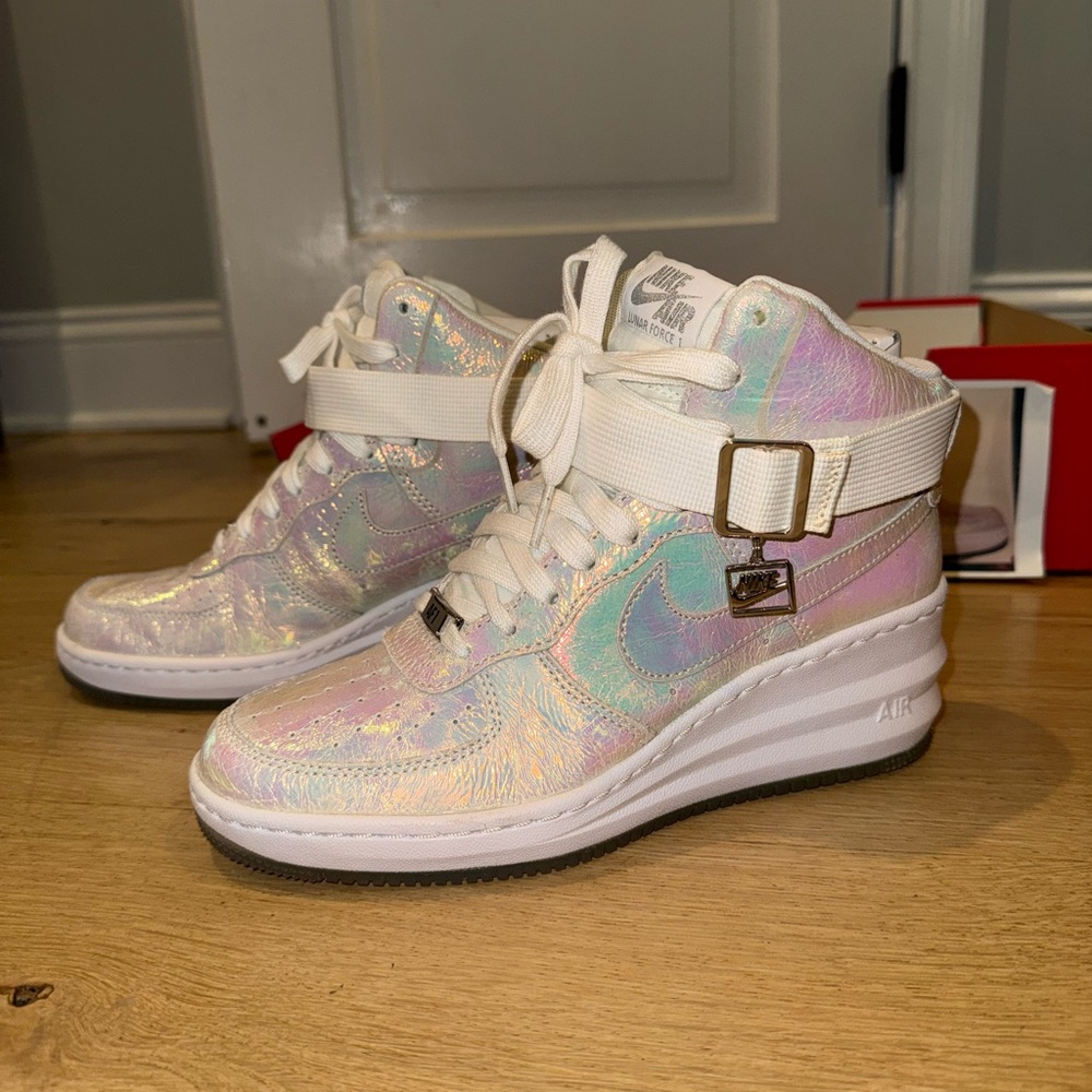 RARE!!! Nike Lunar Force 1 Sky Hi Premium Iridescent Pearl Sneakers